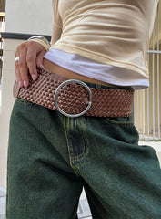 Amry Woven Belt Brown / Silver