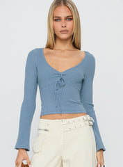 Drawn Me In Long Sleeve Top Blue