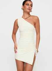 Be The One Asymmetrical Ruched Mini Dress White