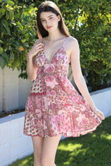 Hailey Paisley Open Back Mini Dress