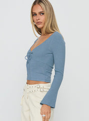 Drawn Me In Long Sleeve Top Blue