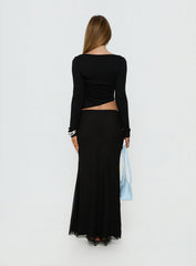 Caviar Tie Maxi Skirt Black