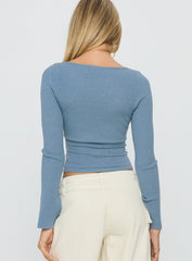 Drawn Me In Long Sleeve Top Blue