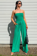 Garden Muse Smocked Strapless Jumpsuit (Kelly Green)