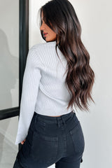 Saskia Button Down Sweater Top (Light Grey)