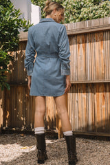 Hazel Washed Button Mini Dress
