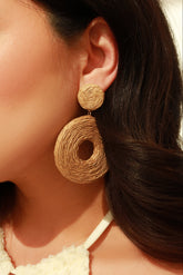 Calissa Woven Statement Earring - Tan