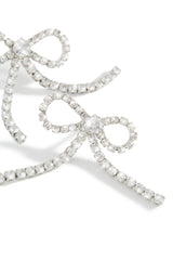 Cassia Embellished Bow Tie Earring - Silver