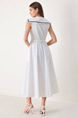 Marlowe Sailor Collar Belted Midi Dress