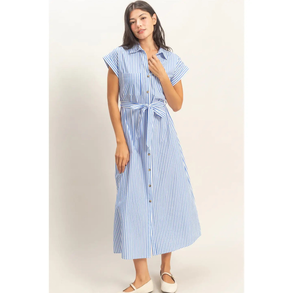 City Stroll Belted Midi Dress