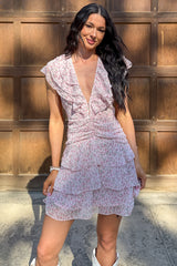 Beautiful Love Story Ruffled Floral Mini Dress (Pink)