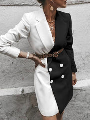 Blazers Lapel Mid-Length Contrast Button Blazer