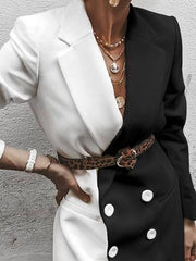 Blazers Lapel Mid-Length Contrast Button Blazer