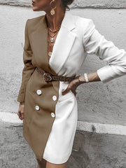 Blazers Lapel Mid-Length Contrast Button Blazer