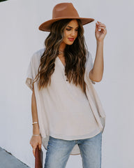 Chance Collared Woven Top - Champagne