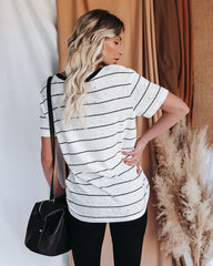 Chase Linen Blend Striped Distressed Tee