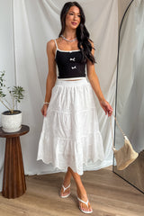 Everyday Icon Scoop Neck Bow Detail Knit Tank Top (Black/White)