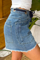 Fraser Braided Drawstring Denim Shorts (Medium Wash)
