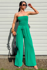 Garden Muse Smocked Strapless Jumpsuit (Kelly Green)