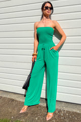 Garden Muse Smocked Strapless Jumpsuit (Kelly Green)