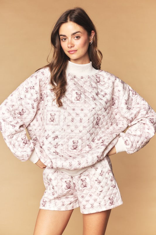 Teddy Darling Mockneck Quilted Set (mocha)