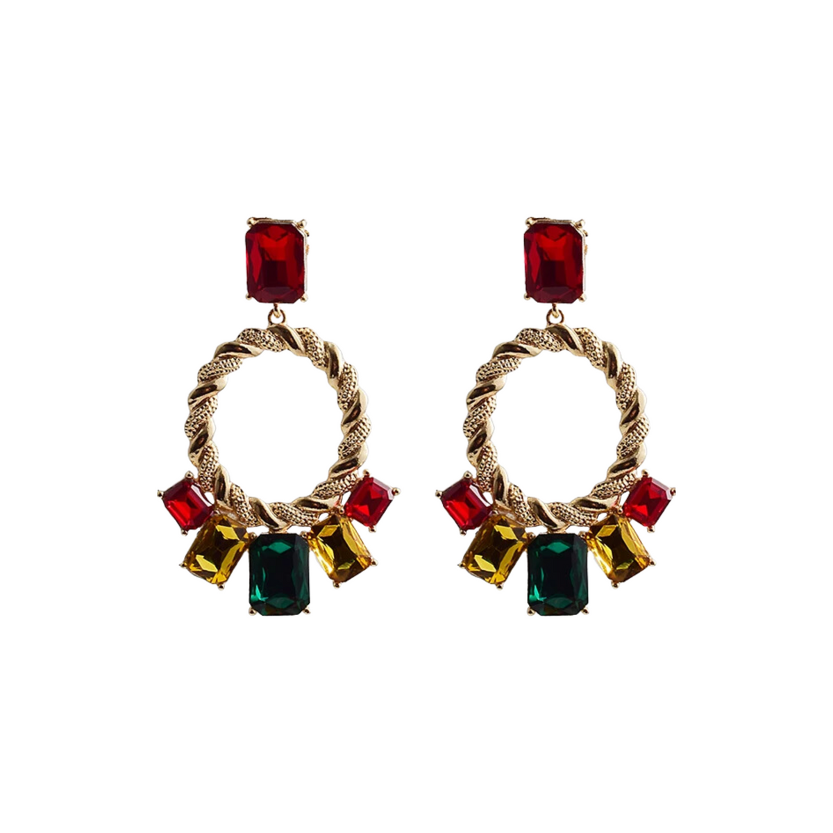 Pre Order:  Bejeweled Twisted Loops Drop Earrings