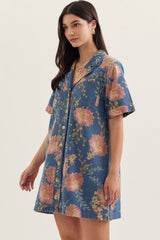 The Isla Botanical Denim Mini Dress