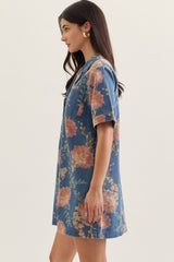 The Isla Botanical Denim Mini Dress